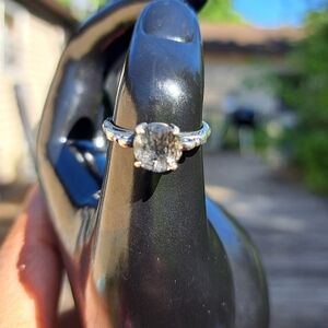 Sterling silver tourmaline rutilated black engagement ring